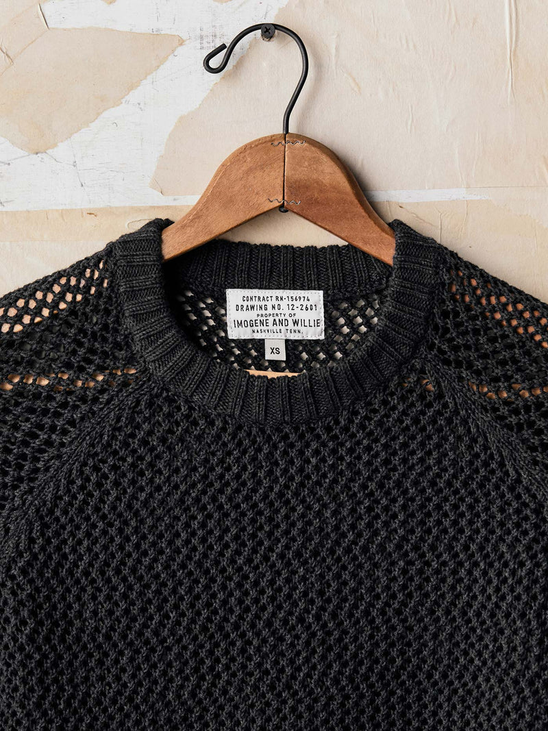 cascabel open weave sweater in black