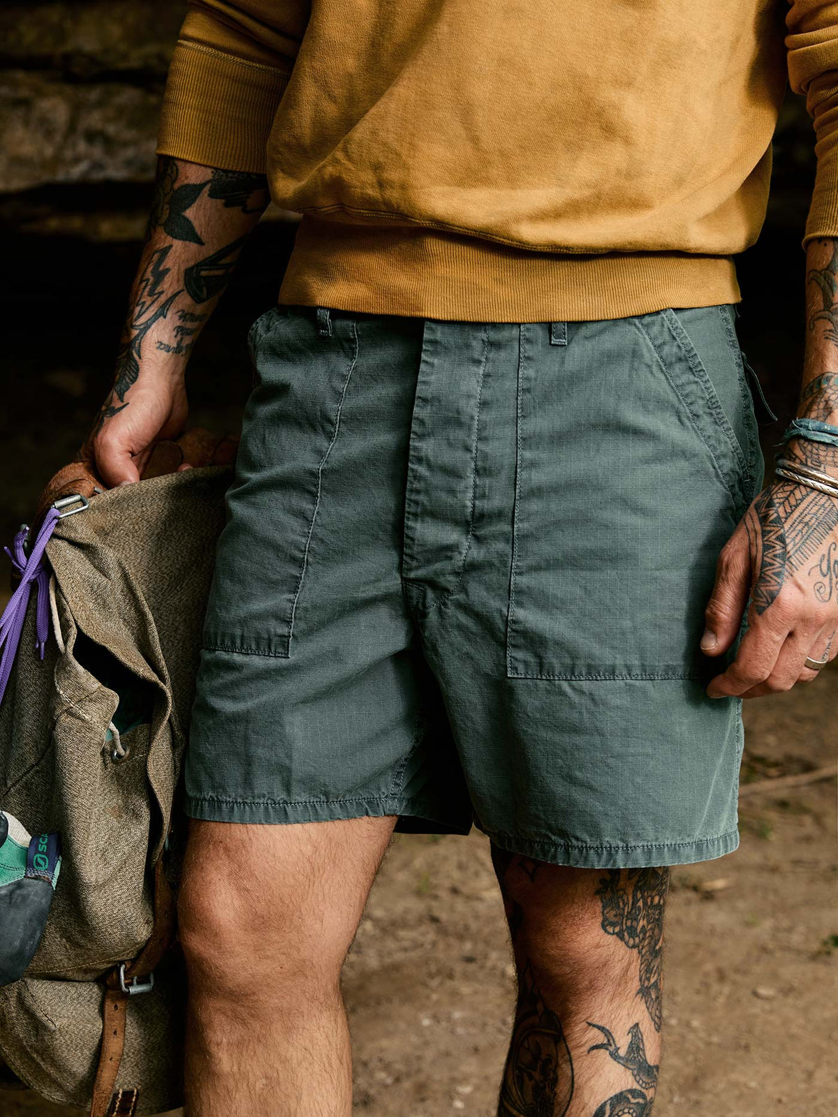 the ripstop fatigue short in slate