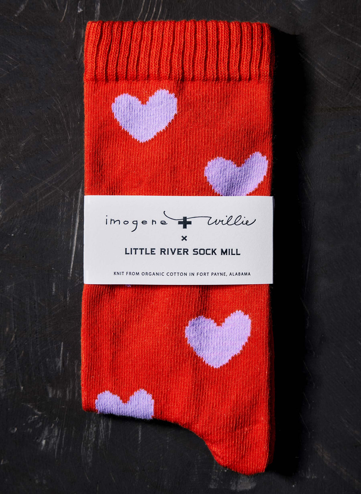 heart sock in poppy