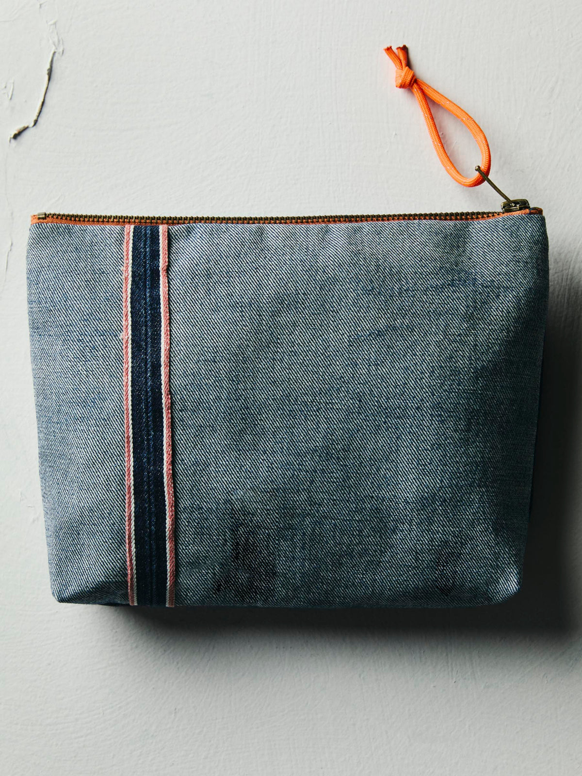 love fades recycled denim zipper pouch
