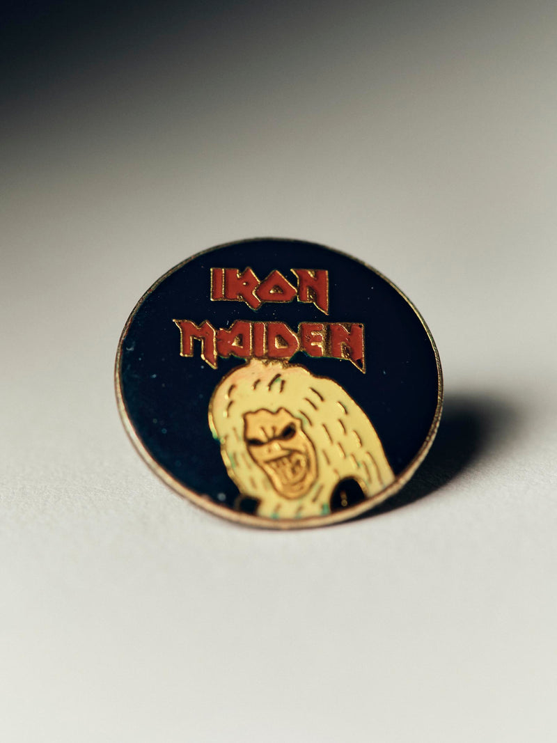 vintage iron maiden pin