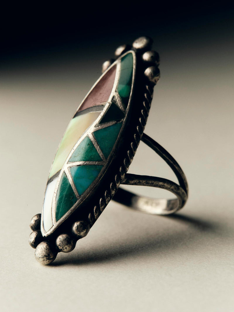 vintage navajo multistone inlay cocktail ring