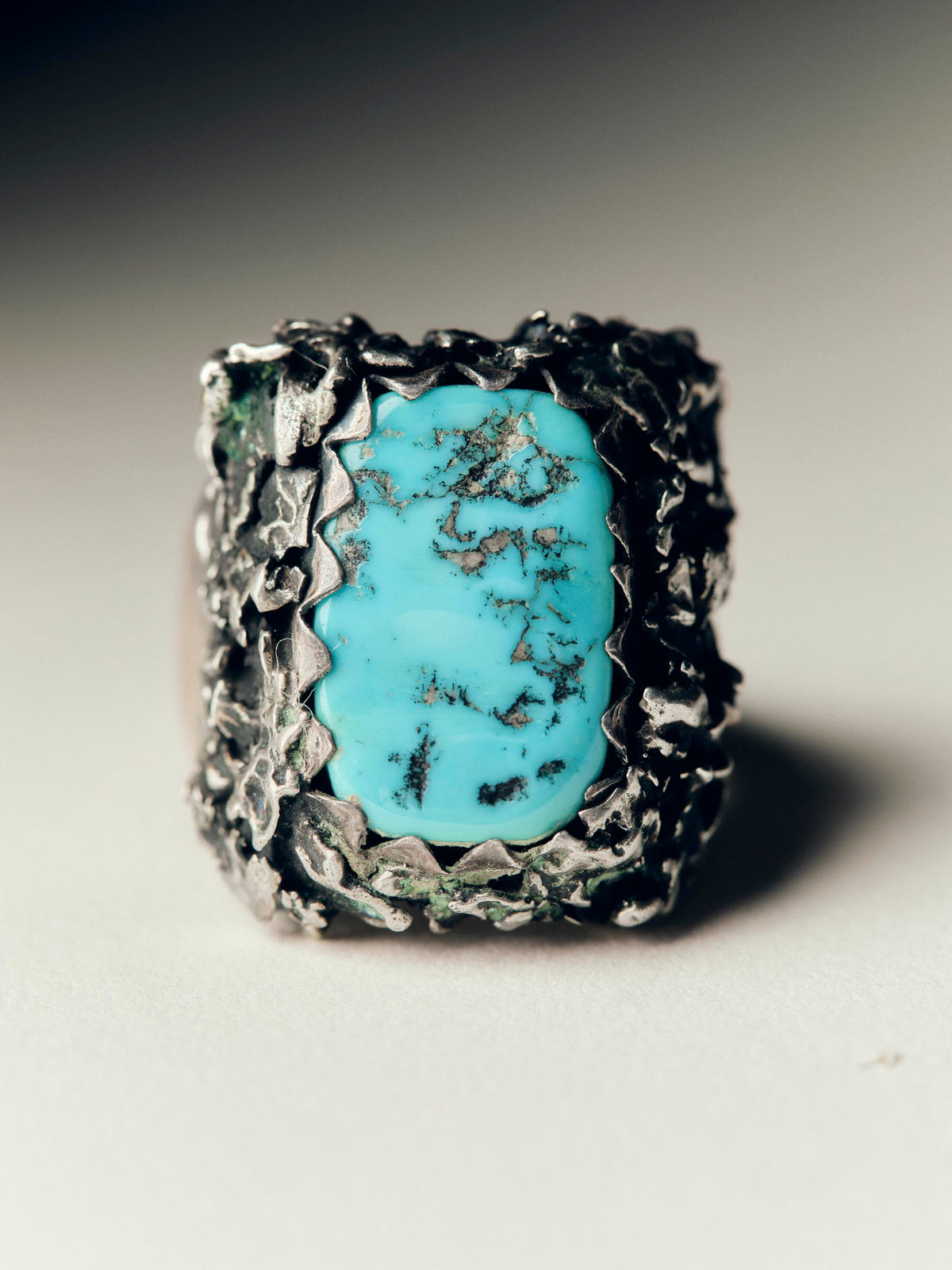 mid-century navajo turquoise silver ring