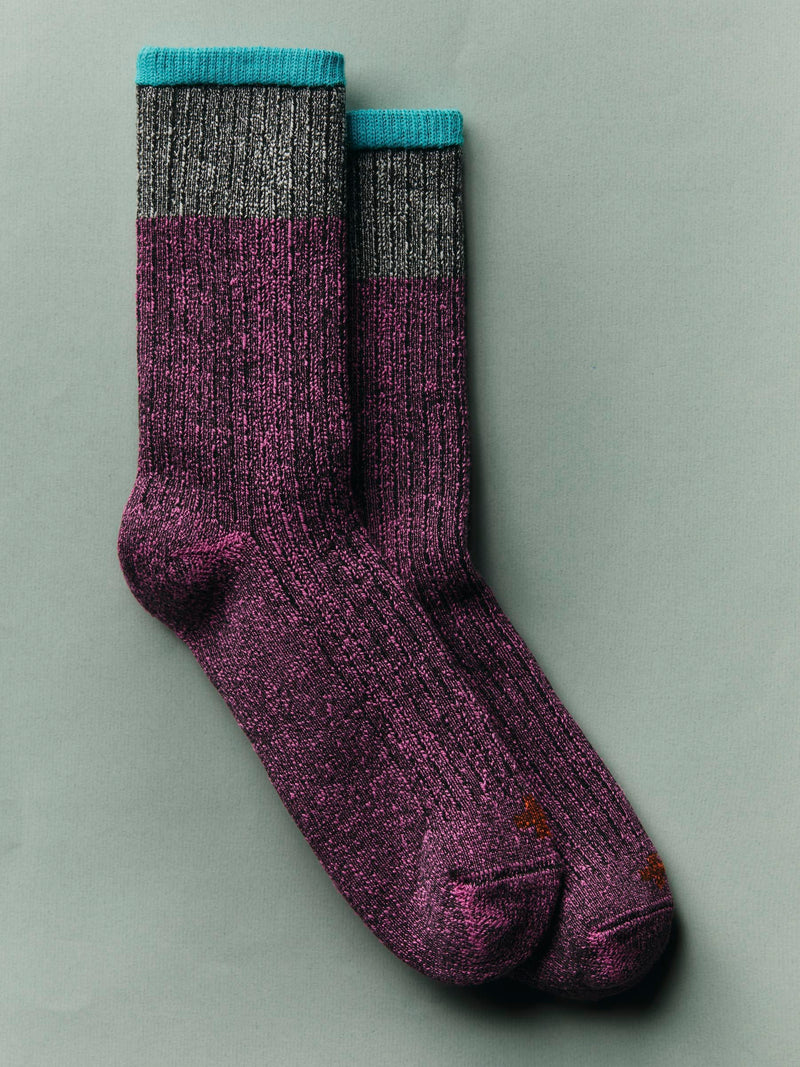 ribbed boot sock in purple