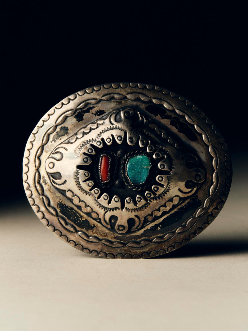 vintage sterling navajo belt buckle - Model