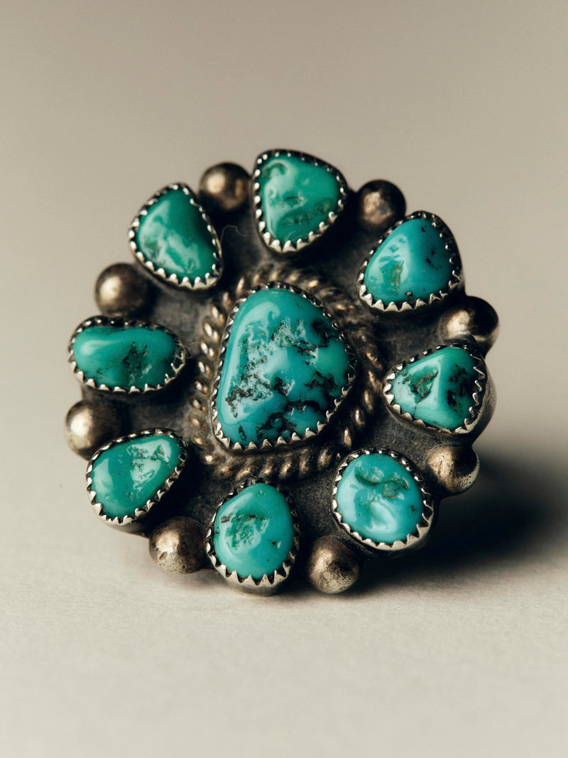 vintage navajo turqoise cluster ring - Model