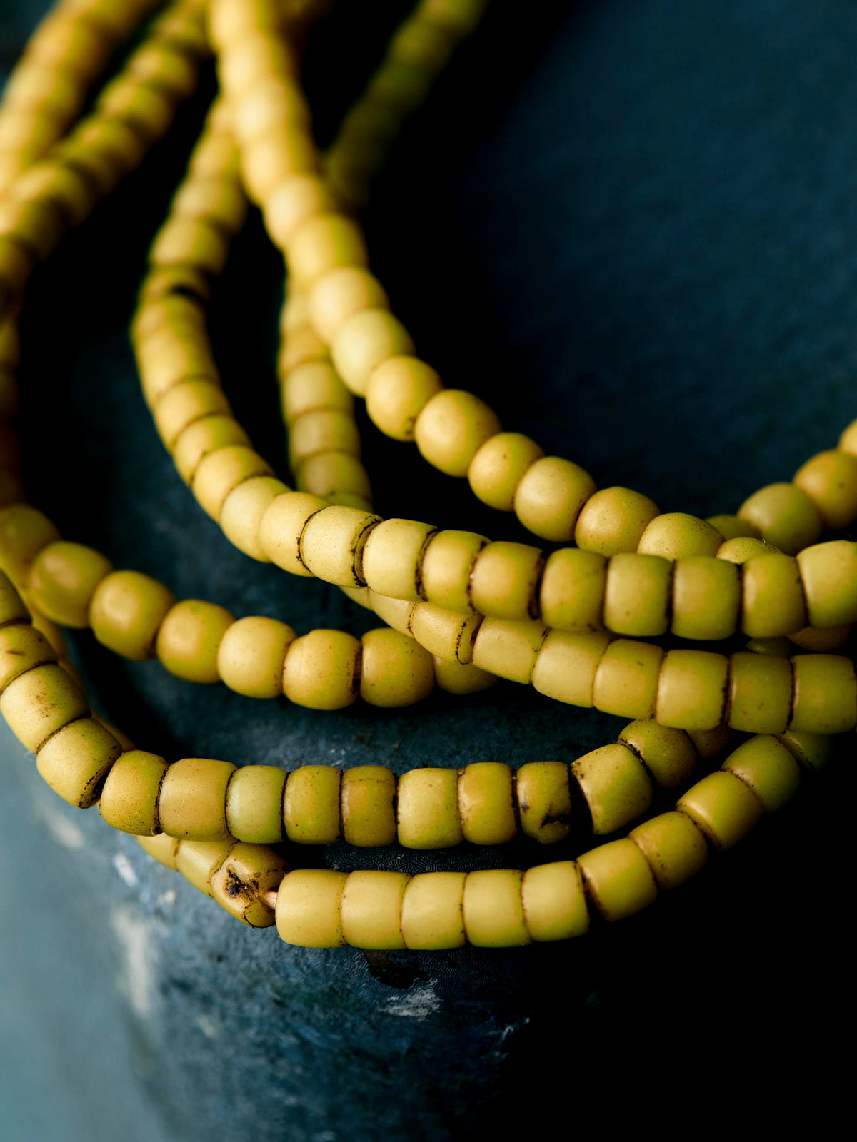 vintage yellow trade bead necklace