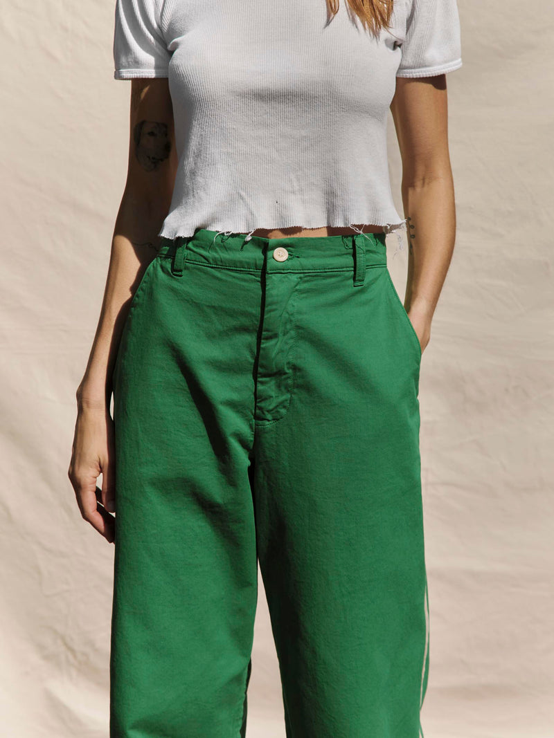 baker striped trouser in kelly green - Model