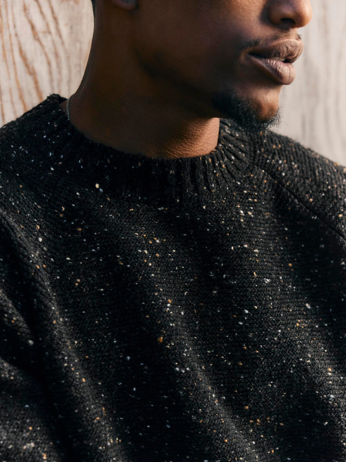 galway wool sweater in black nep