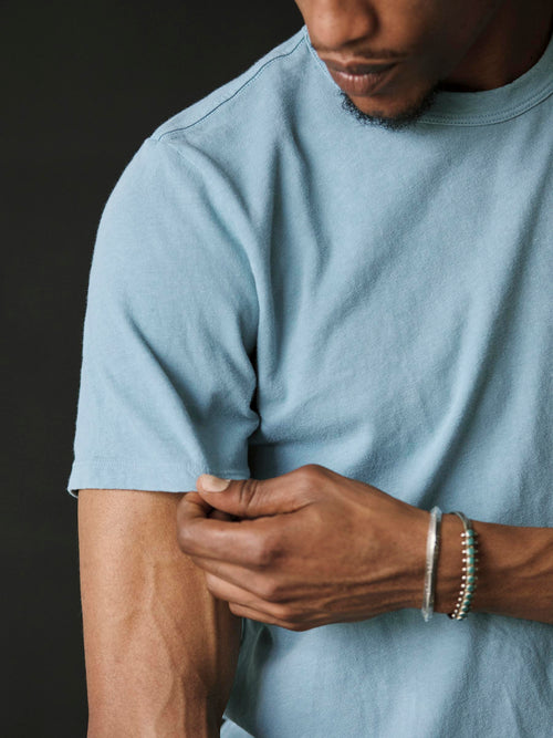 Dark Slate Gray sky blue knit pocket tee