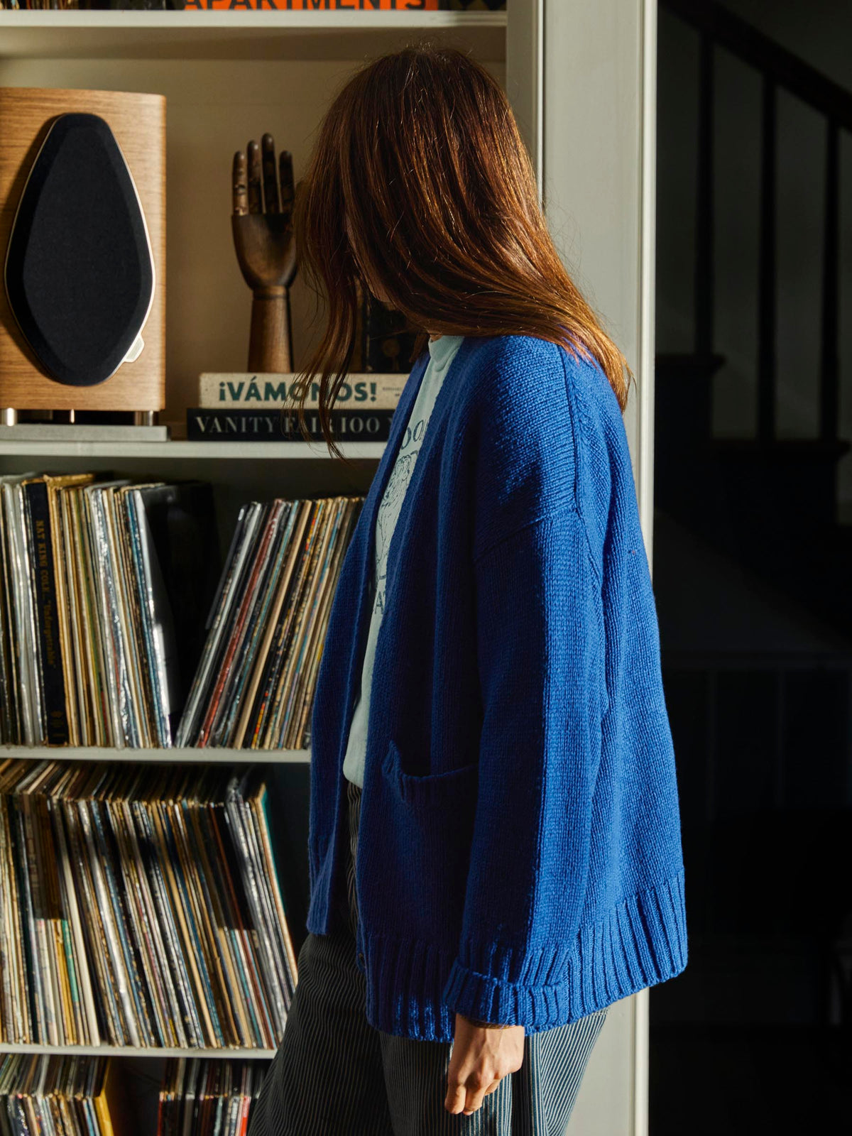vintage cardigan in royal blue