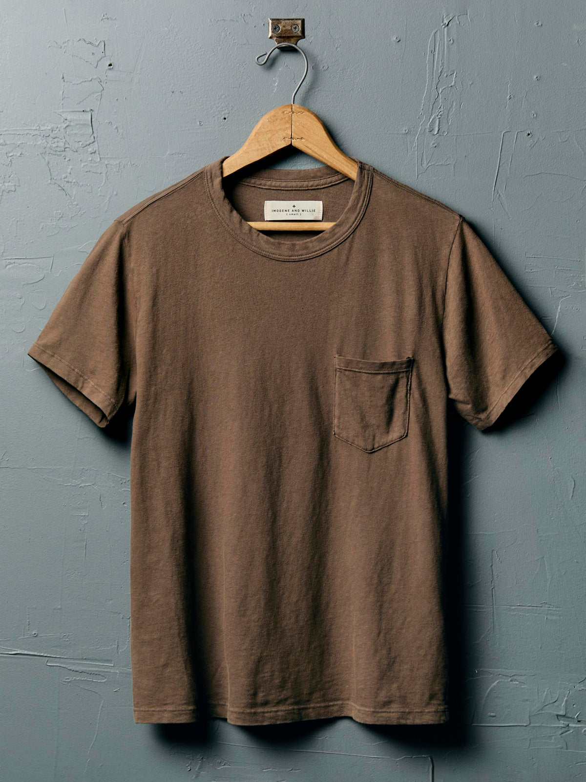 brown knit pocket tee
