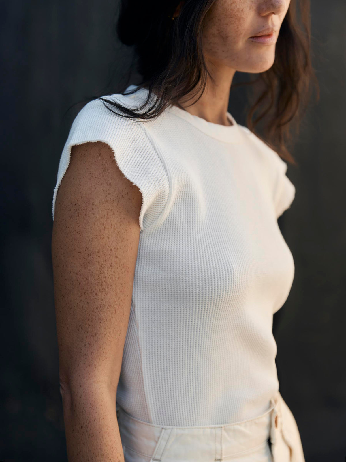 cut sleeve thermal in white