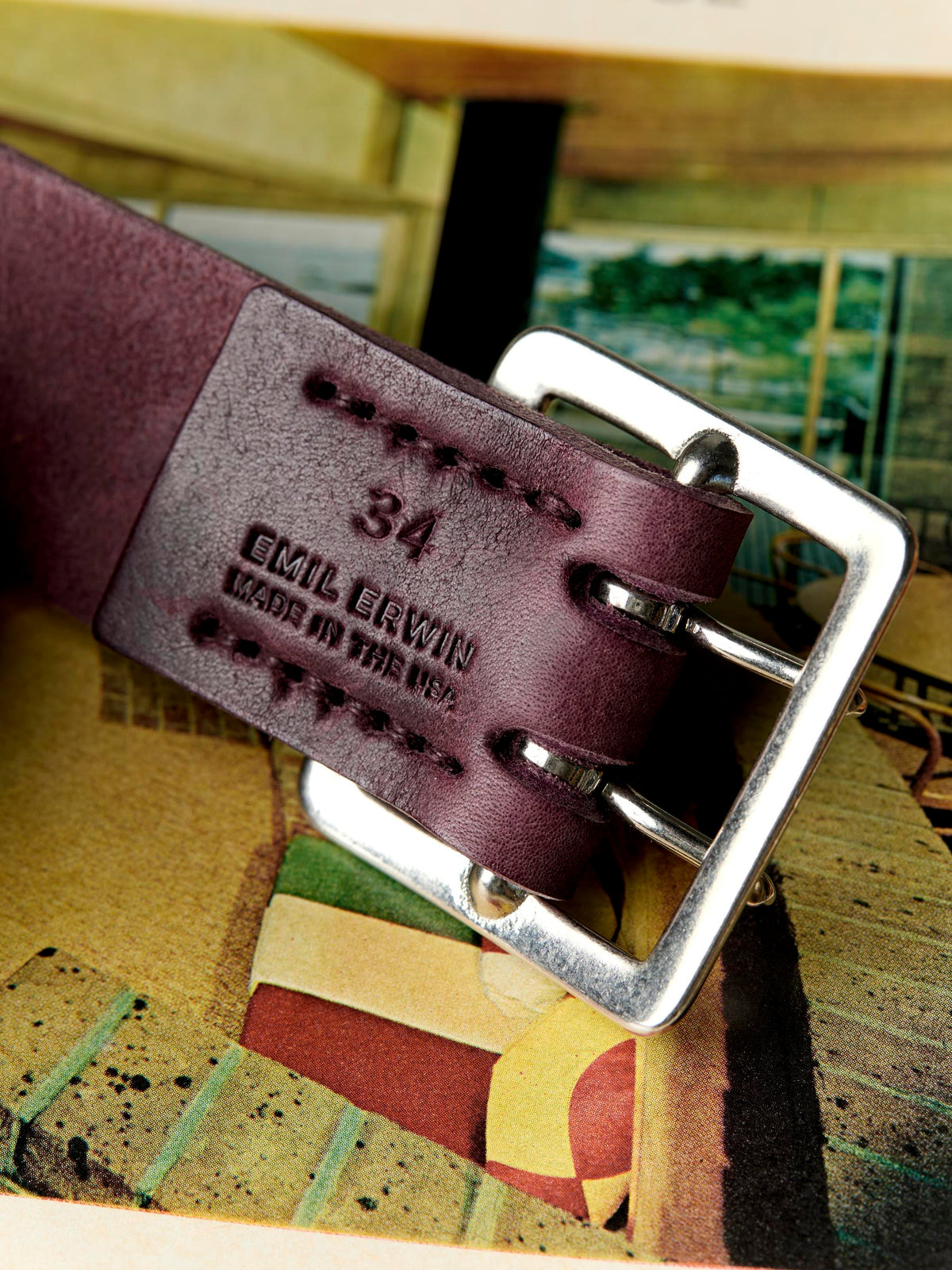 i+w x Emil Erwin two prong burgundy belt