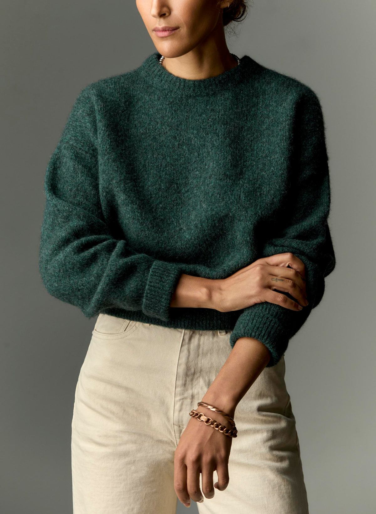 florence wool sweater in spruce melange