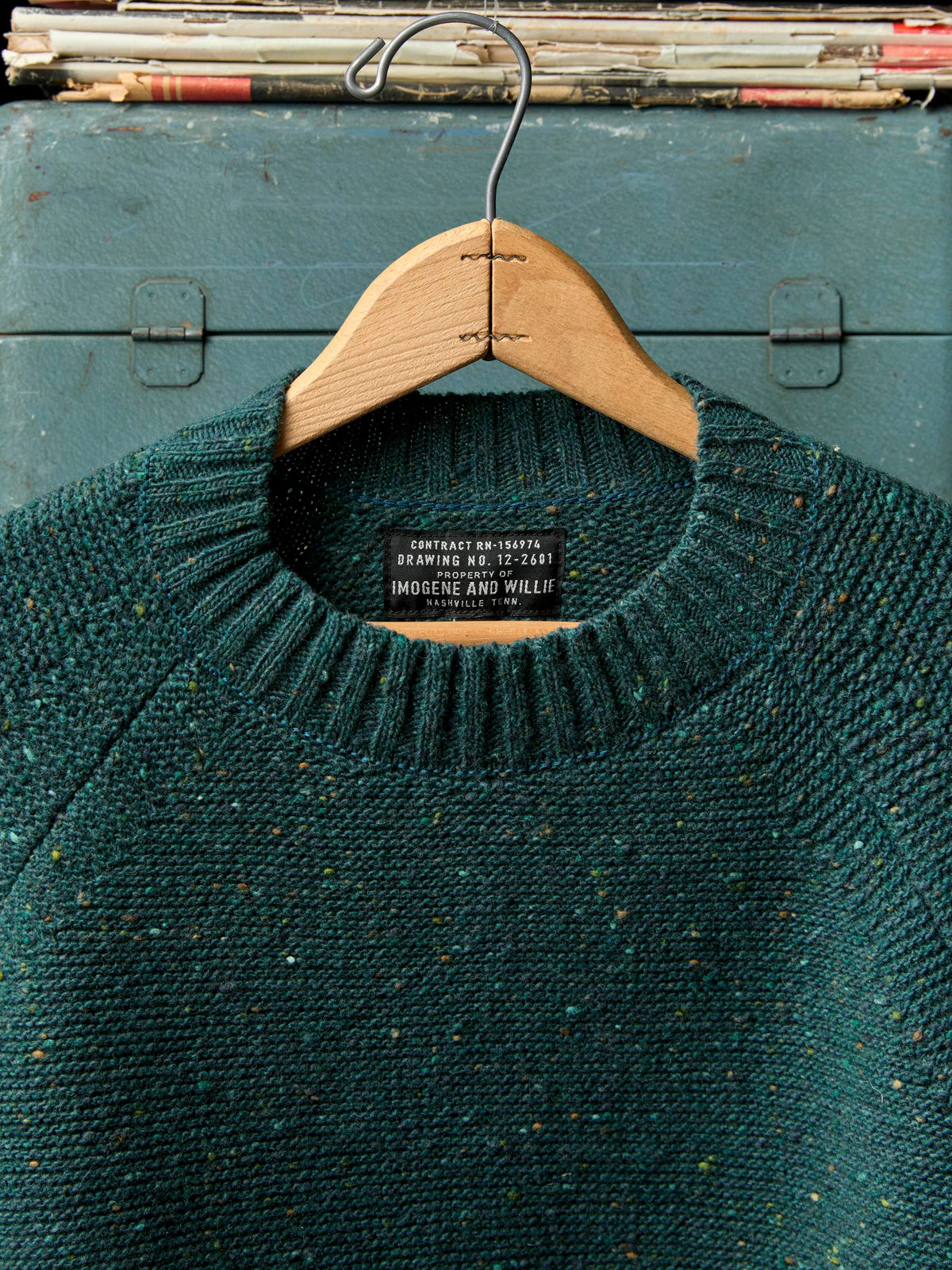 galway wool sweater in spruce nep