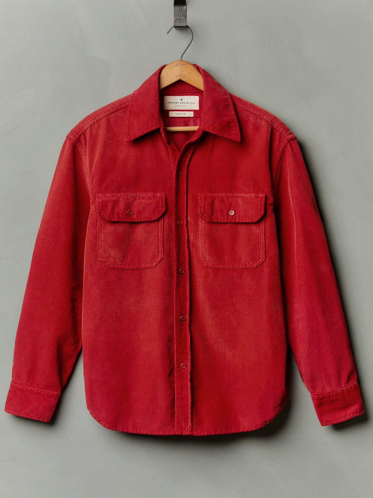 griffin workshirt in sunfaded red cord