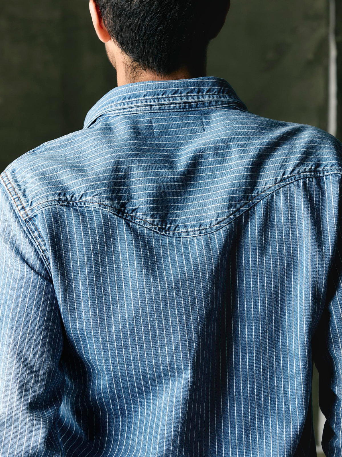 hayes indigo stripe pearl snap