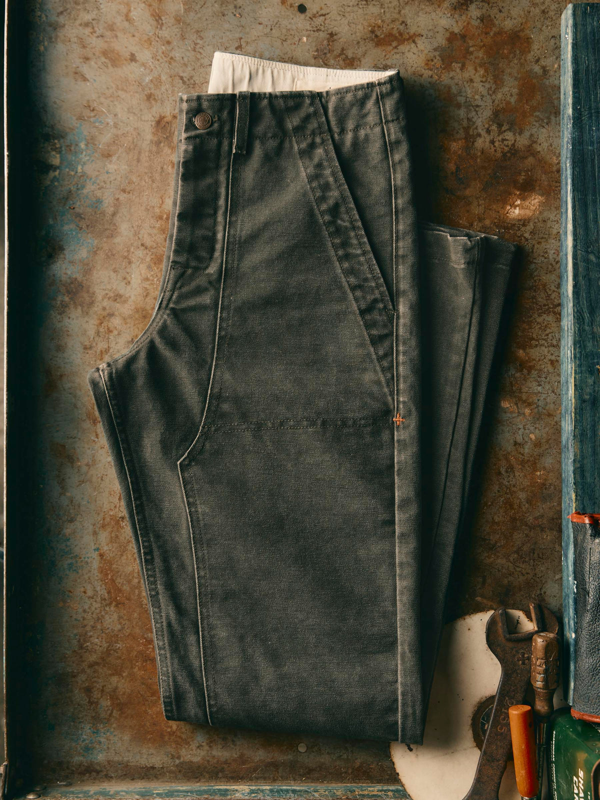 hencye canvas workpant in washed slate