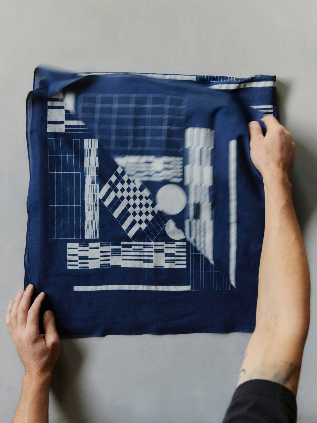i+w x Three Looms indigo bandana scarf