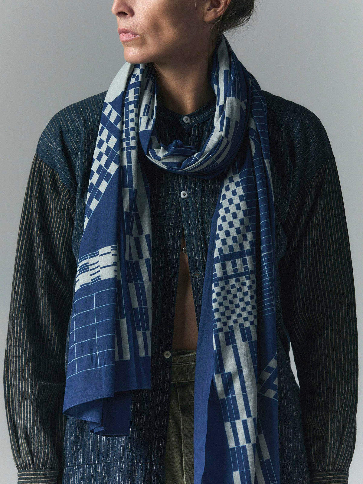 i+w x Three Looms indigo bandana scarf