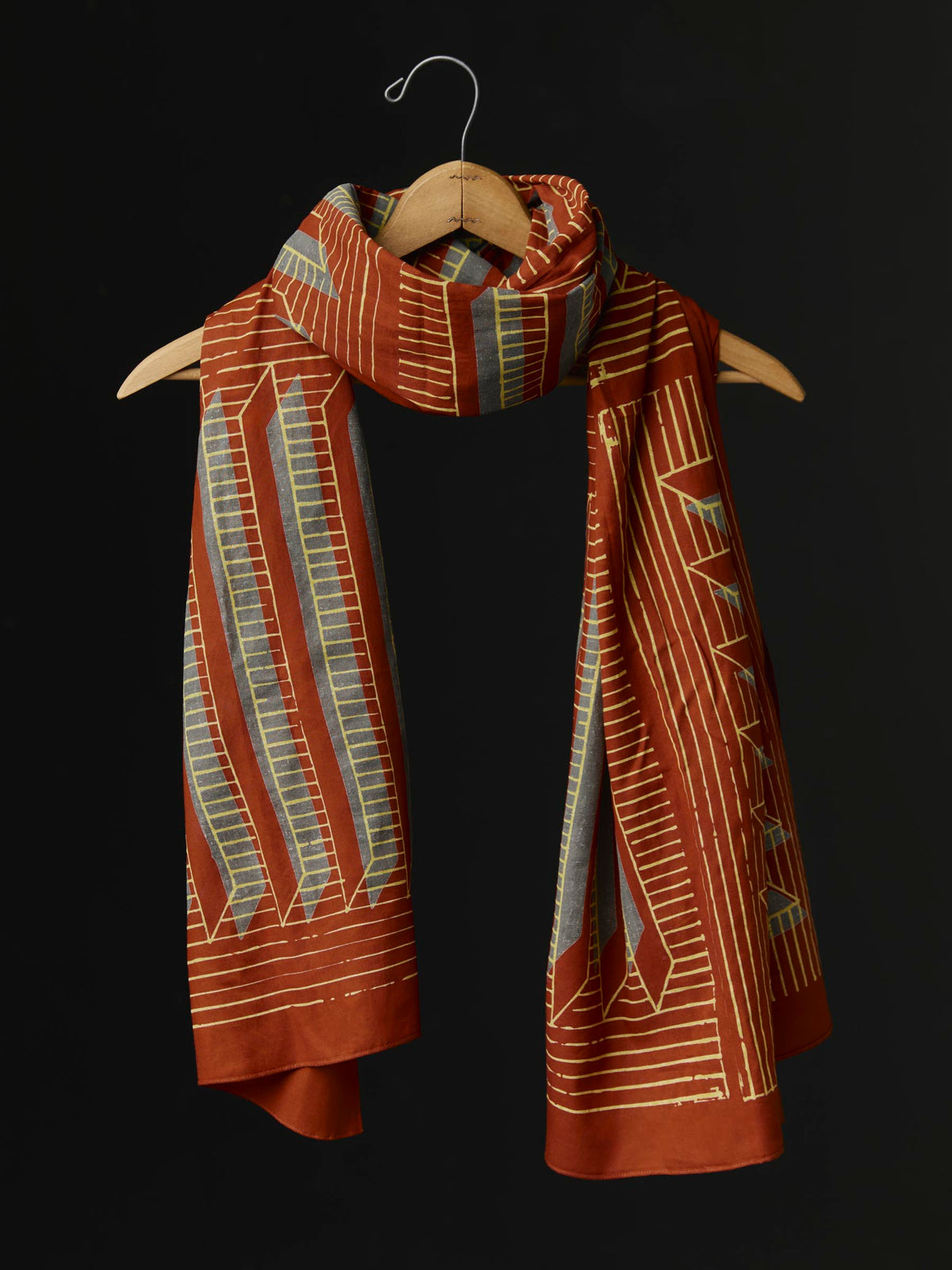 i+w x Three Looms rust bandana scarf