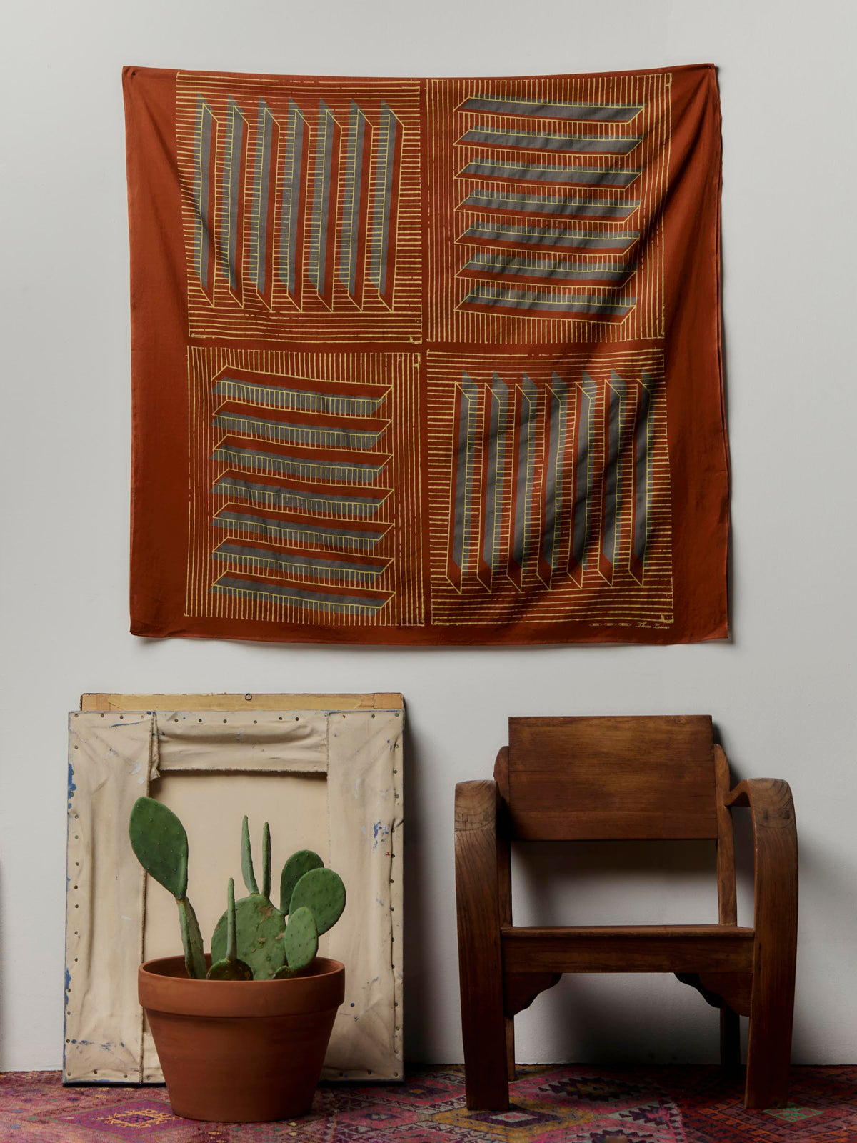 i+w x Three Looms rust bandana scarf