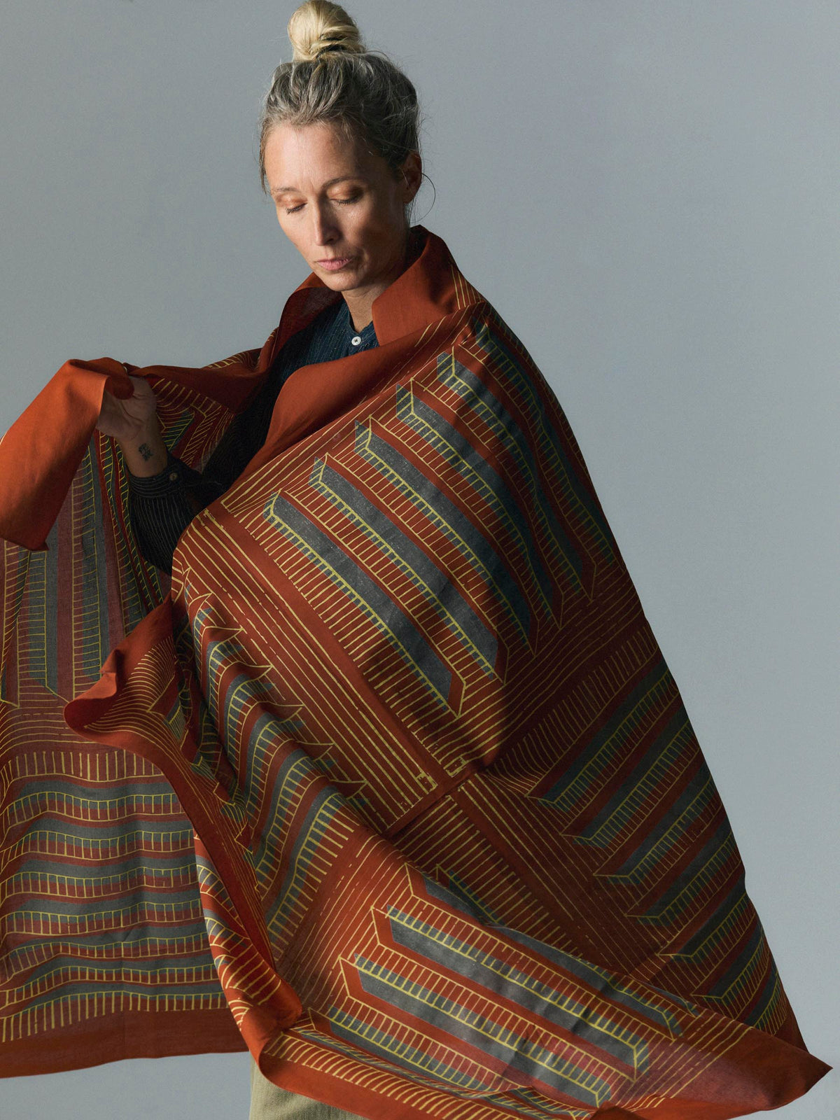 i+w x Three Looms rust bandana scarf