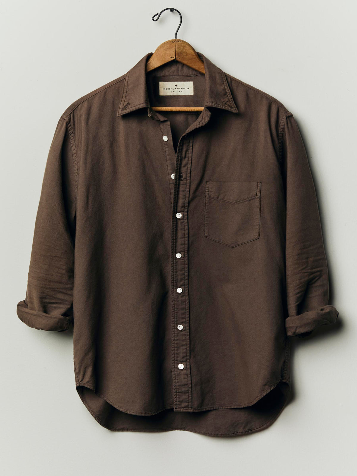 lightweight beach oxford in faded brown