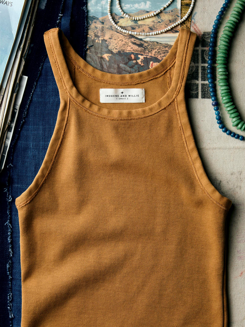 field brown ribbed racerback tank - Model