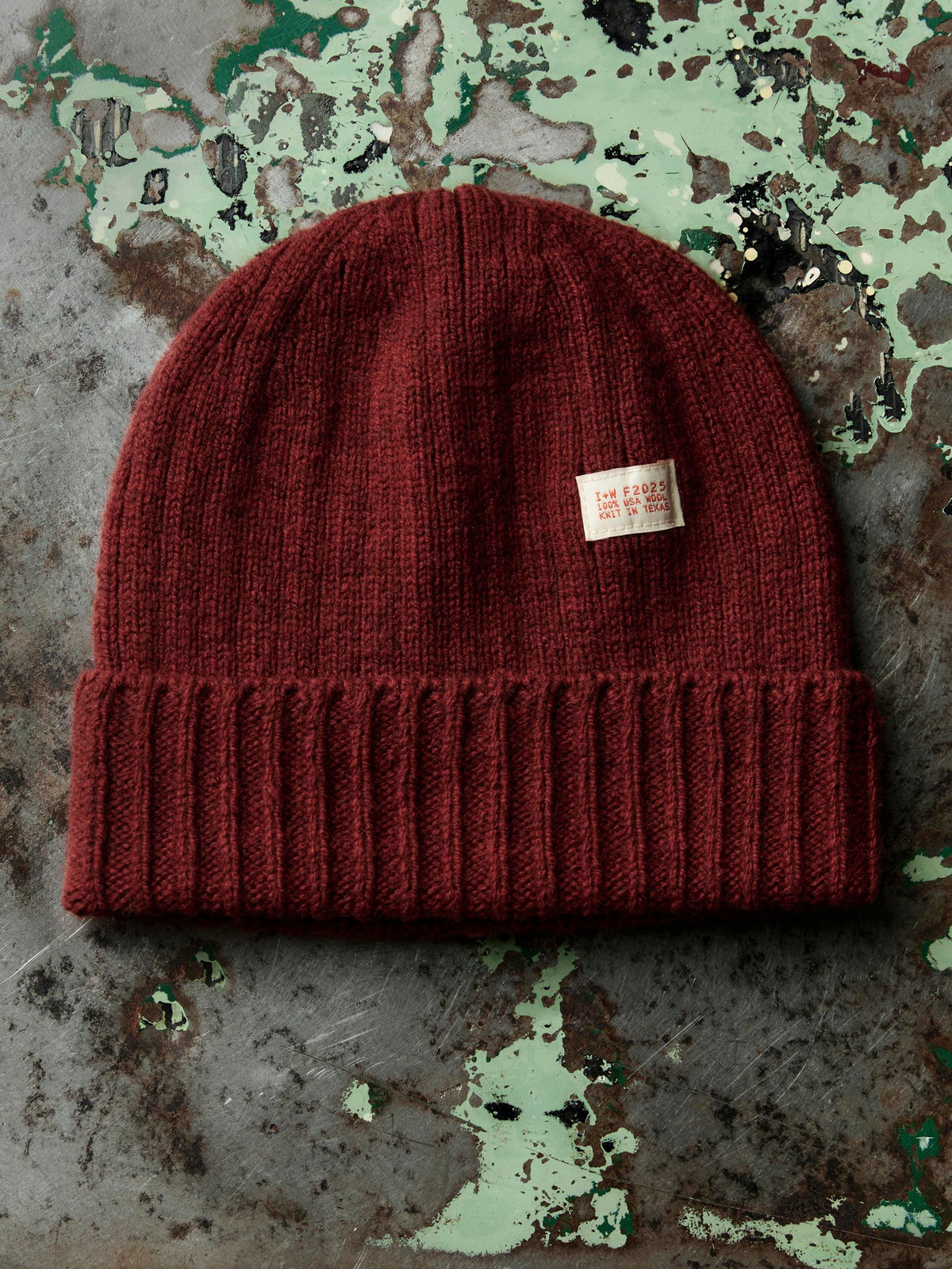 knit wool watch cap in maroon