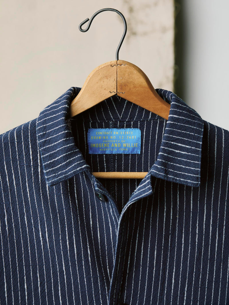 striped indigo studio jacket - Model