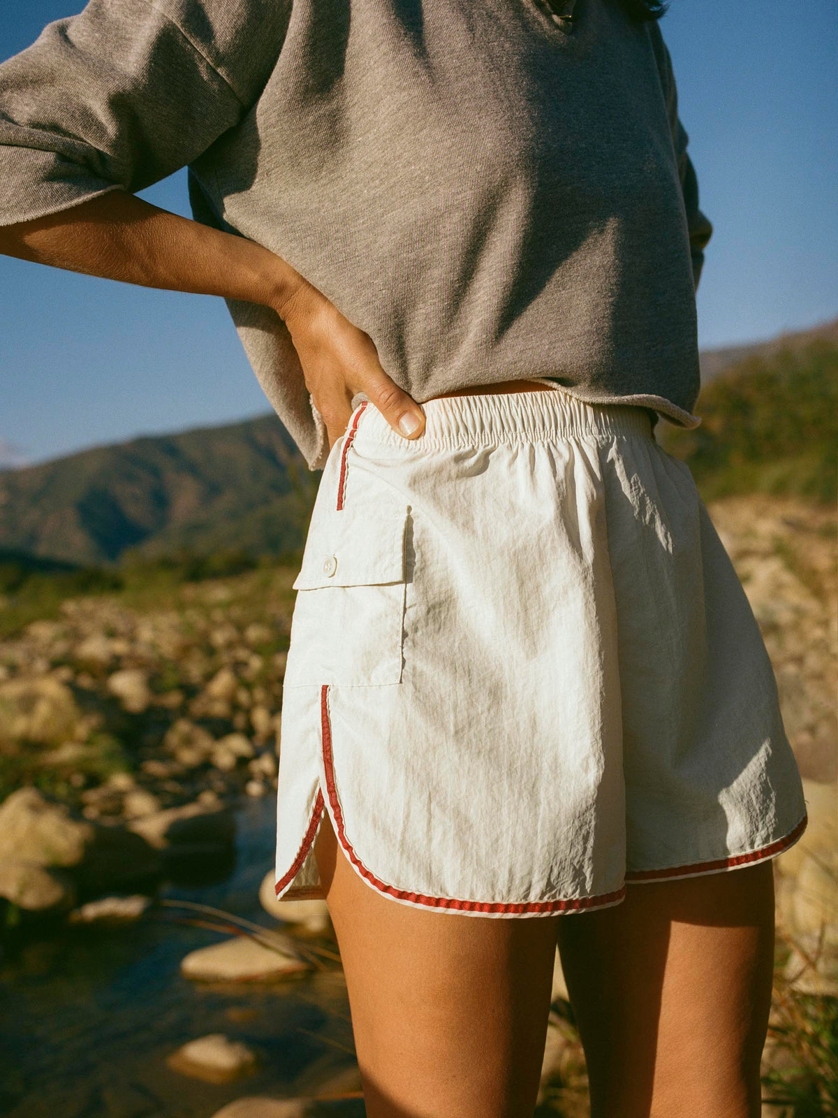 track short in vintage white