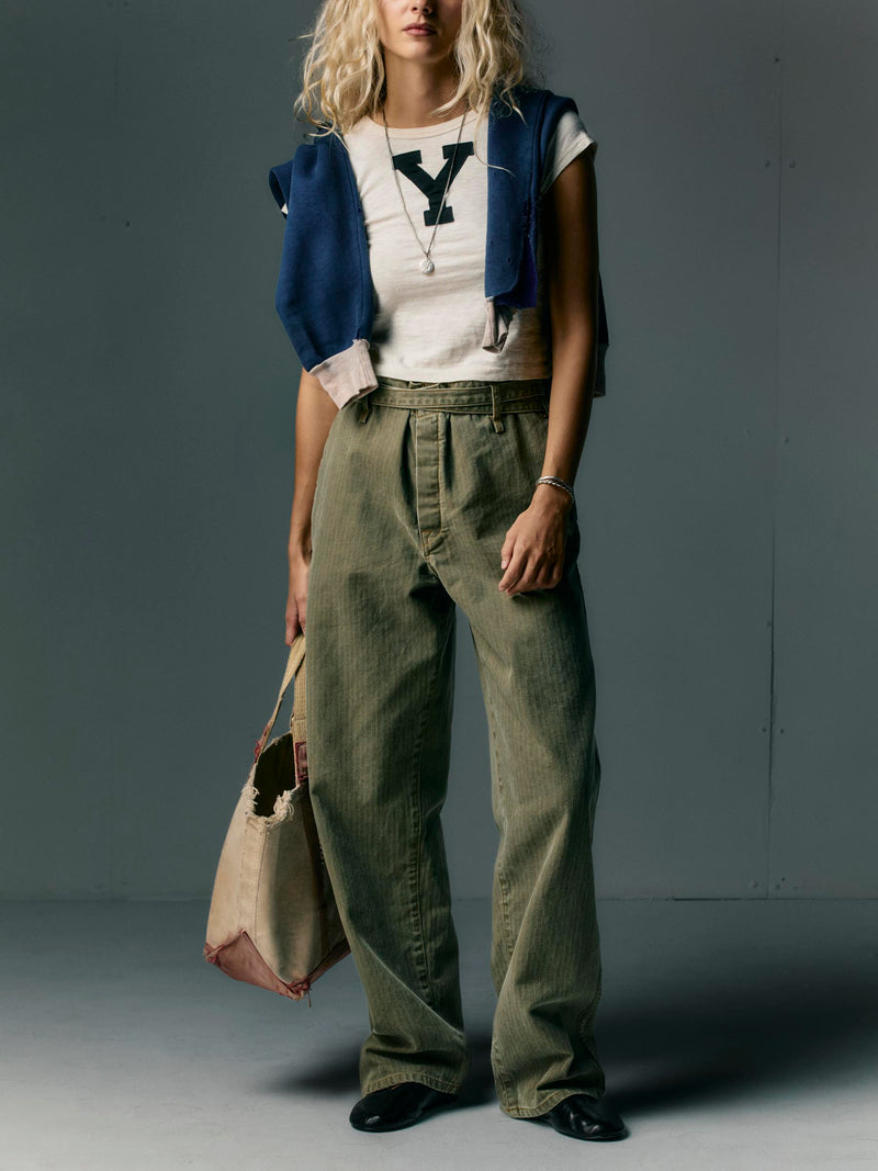 virginia self-tie trouser in herringbone