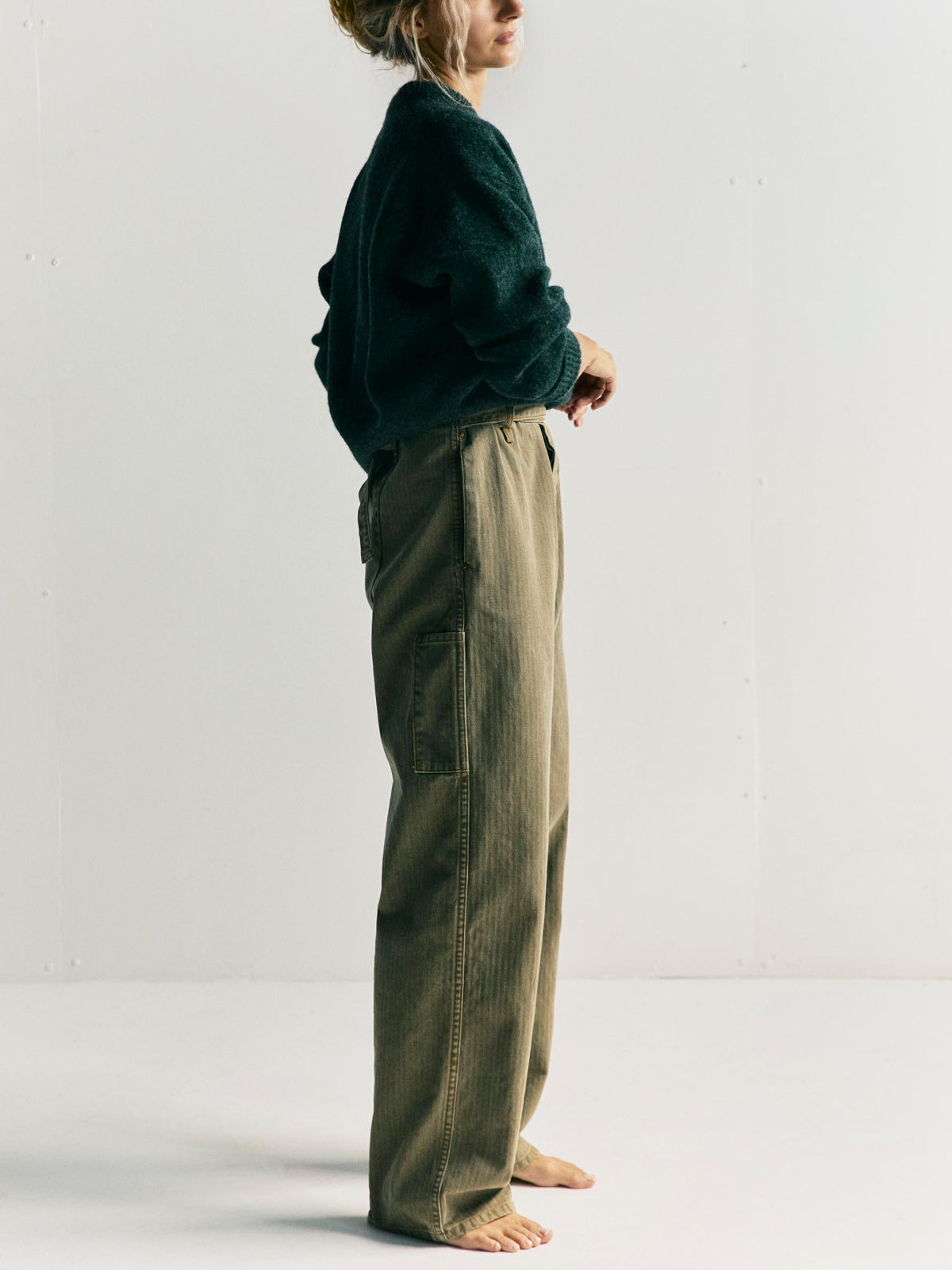 virginia self-tie trouser in herringbone