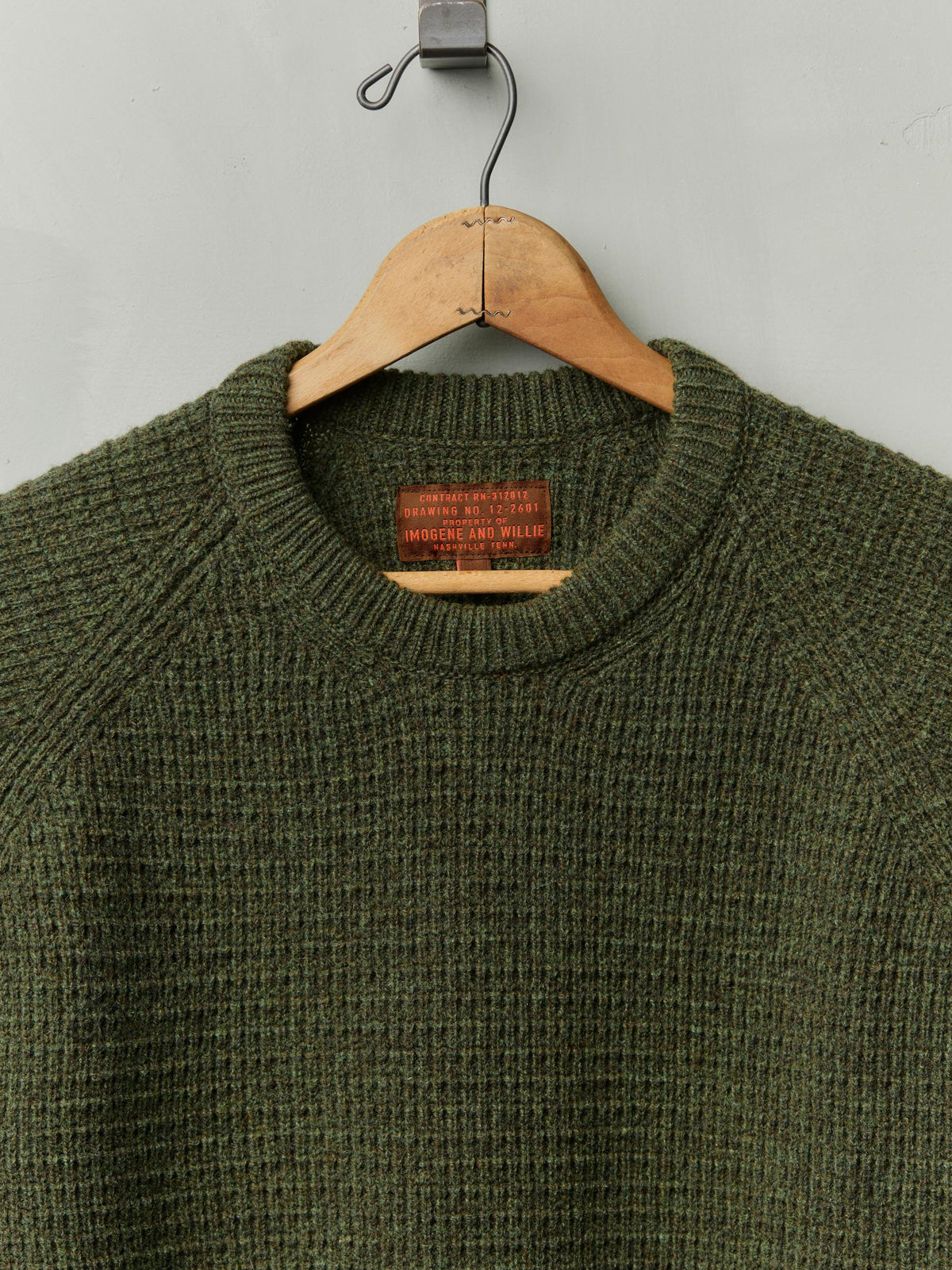 raglan sweater in olive melange