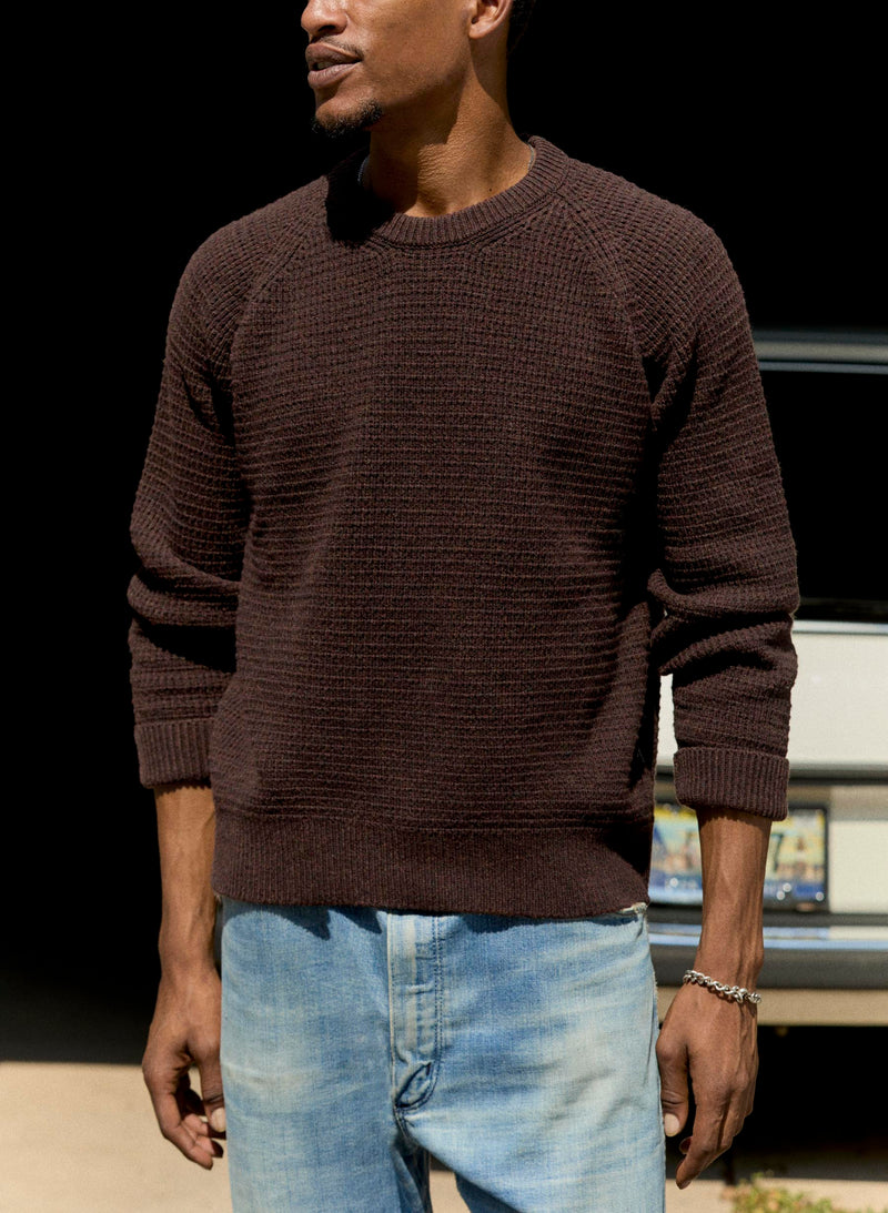 raglan sweater in burgundy melange