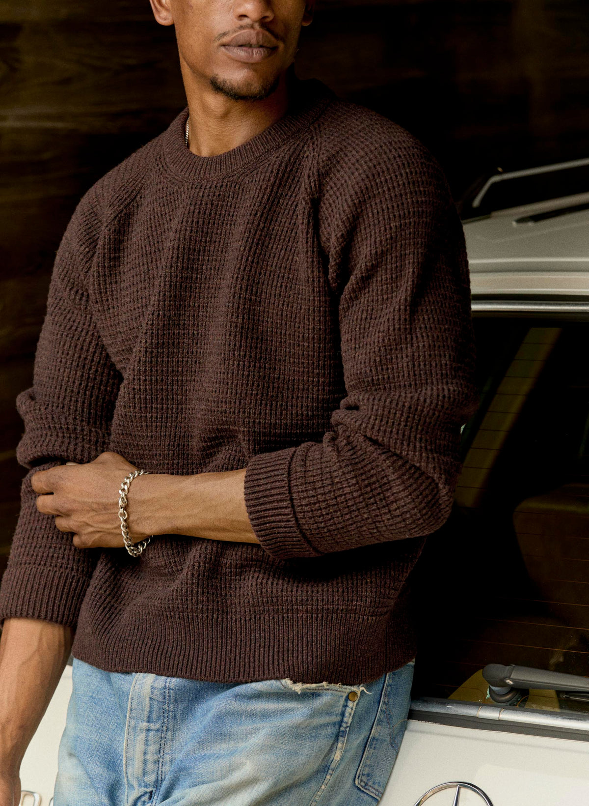 raglan sweater in burgundy melange