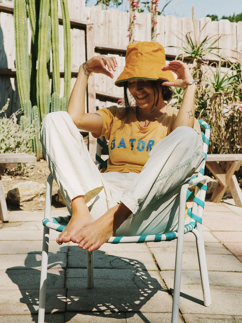 baker striped trouser in white - Model