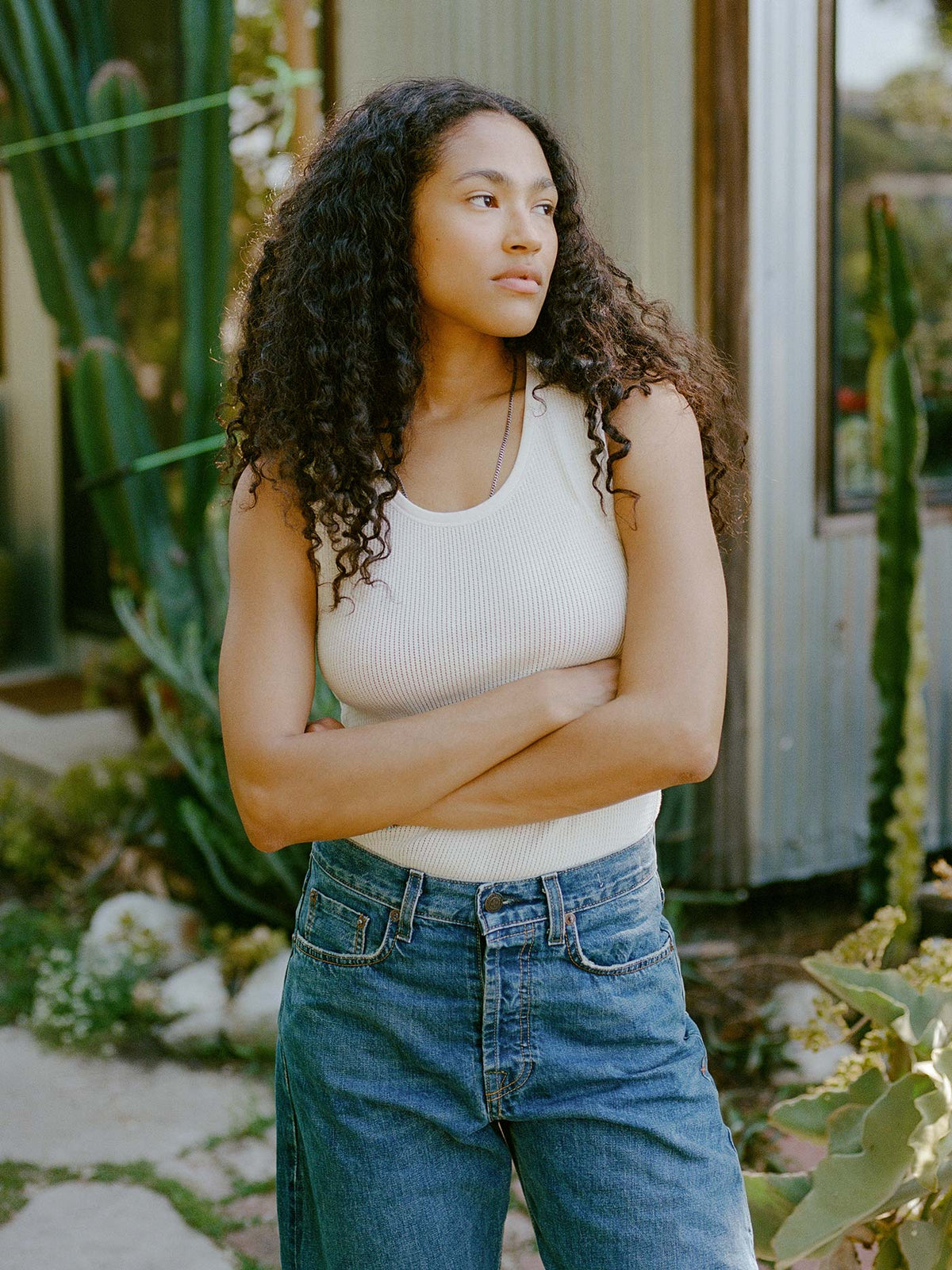 the vintage tank in open knit white