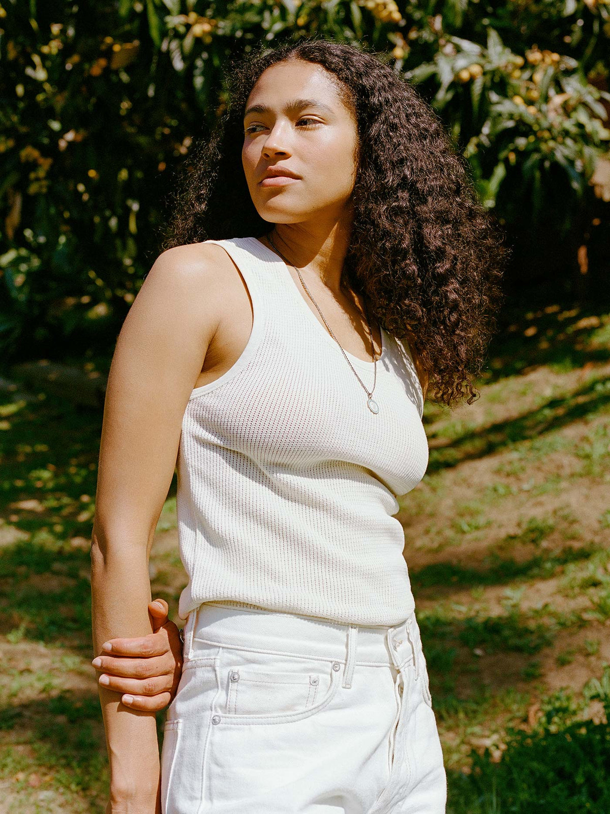 the vintage tank in open knit white